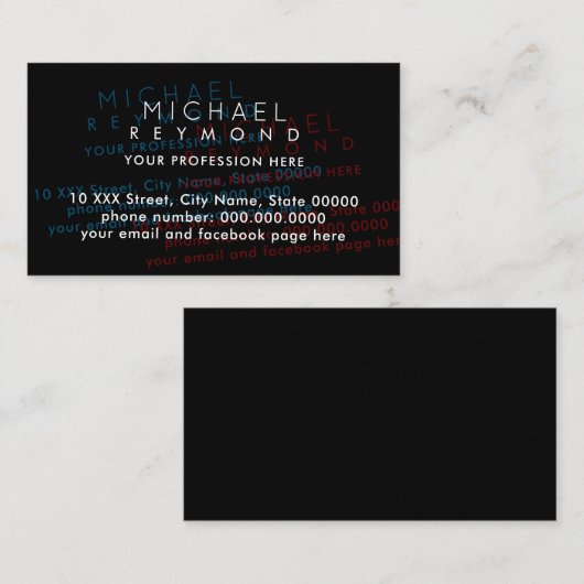 オーバープリントモダンの印刷エラーのシミュレーション 名刺 (正面/裏面)