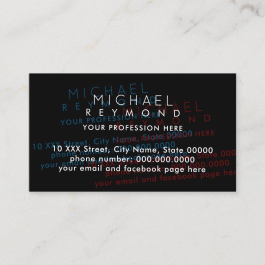 オーバープリントモダンの印刷エラーのシミュレーション 名刺 (正面)