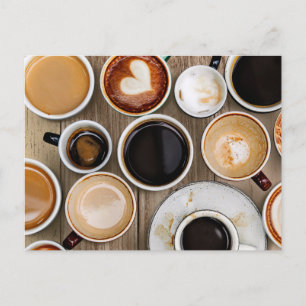 オーバーヘッドフォトポストカードからのコーヒーカップ ポストカード