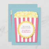 オーバーポップ・アートのポップコーン映画ナイトパステル誕生日パーティー 招待状 (正面/裏面)