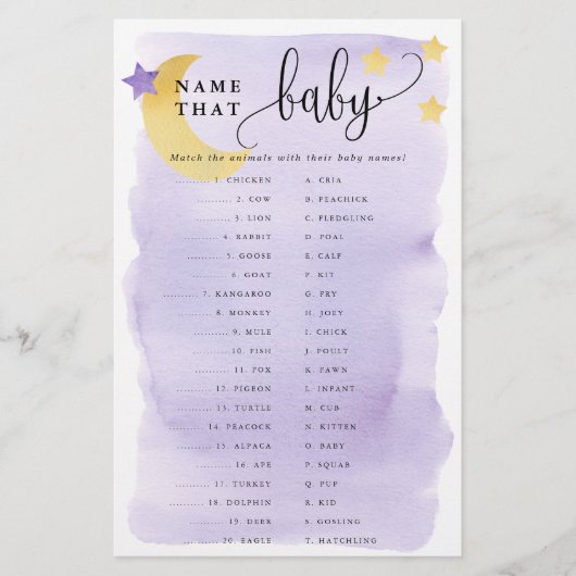 オーバームーンアニマルマッチング紙ゲームカードパープル チラシ (正面)