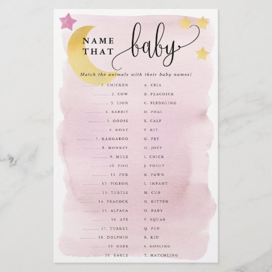 オーバームーンアニマルマッチング紙ゲームカードピンク チラシ (正面)