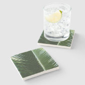 オーバーラップするパームフロンズトロピカルグリーン抽象芸術 ストーンコースター (横)