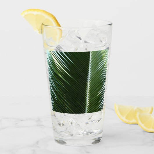 オーバーラップするパームフロンズトロピカルグリーン抽象芸術 タンブラーグラス (アイス正面)