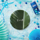 オーバーラップするパームフロンズトロピカルグリーン抽象芸術 ペーパープレート (パーティー)