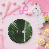 オーバーラップするパームフロンズトロピカルグリーン抽象芸術 ペーパープレート (パーティー)