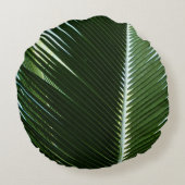 オーバーラップするパームフロンズトロピカルグリーン抽象芸術 ラウンドクッション (裏面)