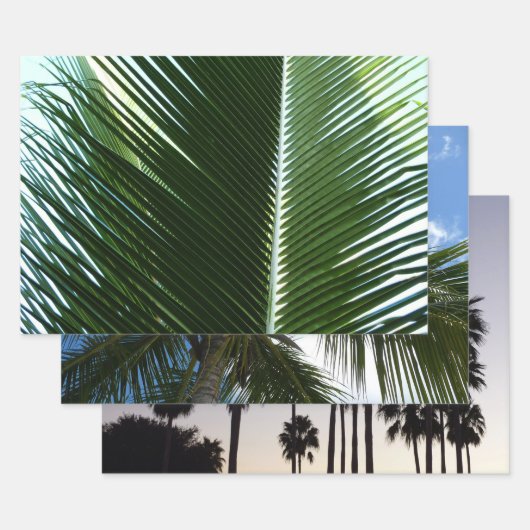 オーバーラップするパームフロンズトロピカルグリーン抽象芸術 ラッピングペーパーシート (セット)