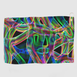 オーバーラップ帯状曲線、ネオンカラフルレリーフ、 浮き彫り ゴルフタオル
