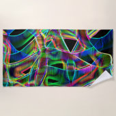 オーバーラップ帯状曲線、ネオンカラフルレリーフ、 浮き彫り ビーチタオル (正面)