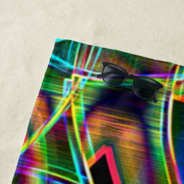 オーバーラップ帯状曲線、ネオンカラフルレリーフ、 浮き彫り ビーチタオル