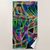 オーバーラップ帯状曲線、ネオンカラフルレリーフ、 浮き彫り ビーチタオル (正面)