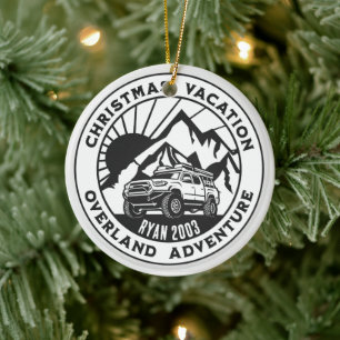 オーバーランドパーソナライズされた4x4クリスマスホリデーブラック セラミックオーナメント