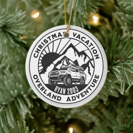 オーバーランドパーソナライズされた4x4クリスマスホリデーブラック セラミックオーナメント (ツリー)