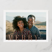 オーバーレイエレガントメリータイポグラフィ写真クリスマス 箔シーズンカード (正面)