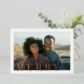 オーバーレイエレガントメリータイポグラフィ写真クリスマス 箔シーズンカード (立ち正面)