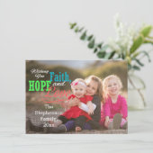 オーバーレイカラフル信仰ホープ愛の写真クリスマス シーズンカード (スタンド正面)