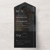 オーバーレイシンプルフォトズ付きモノグラー結婚ド黒 オールインワン招待状 (内側)