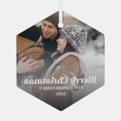 オーバーレイファンシーヴィンテージ文字メリークリスマスグラスO ガラスオーナメント (裏面)