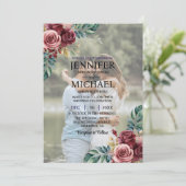 オーバーレイポートレート写真フォトQRバラ結婚ズ 招待状 (スタンド正面)