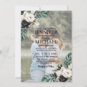 オーバーレイポートレート写真フォトQR B&W 結婚's 招待状 (正面)