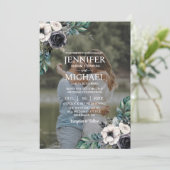 オーバーレイポートレート写真フォトQR B&W 結婚's 招待状 (スタンド正面)