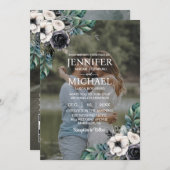 オーバーレイポートレート写真フォトQR B&W 結婚's 招待状 (正面/裏面)