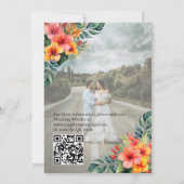 オーバーレイポートレート写真写真QRトロピカル結婚ズ 招待状 (裏面)