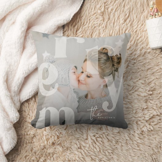 オーバーレイメリータイポグラフィフォトクリスマス クッション (ブランケット)