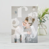 オーバーレイメリータイポグラフィフォトクリスマス シーズンカード (スタンド正面)