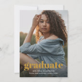 オーバーレイモダンスクリプト | 3枚の写真の卒業 案内状 (正面)