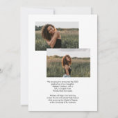 オーバーレイモダンスクリプト | 3枚の写真の卒業 案内状 (裏面)