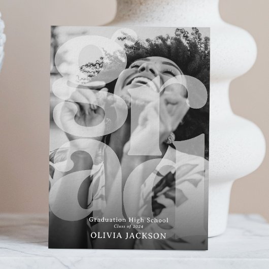 オーバーレイモダンレタリングGRAD写真卒業 案内状