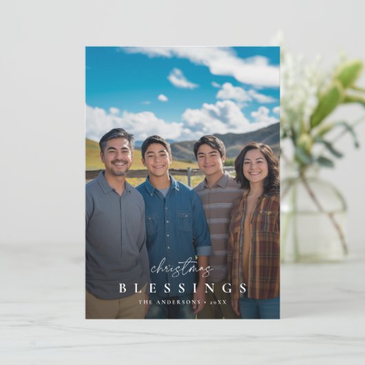 オーバーレイ写真クリスマス恵み宗教家族 シーズンカード (スタンド正面)