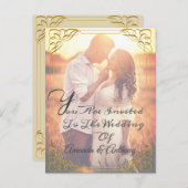 オーバーレイ写真予算エレガントな結婚式の招待状 インビテーションポストカード (正面/裏面)