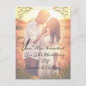 オーバーレイ写真予算エレガントな結婚式の招待状 インビテーションポストカード (正面)