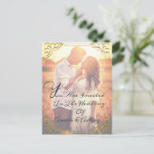 オーバーレイ写真予算エレガントな結婚式の招待状 インビテーションポストカード (スタンド正面)