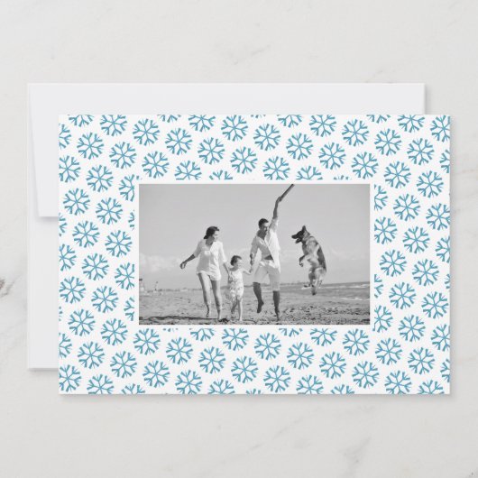 オーバーレイ喜びクリスマスターコイズスノーフレーク写真 シーズンカード (裏面)