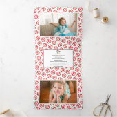 オーバーレイ喜びクリスマスホリデーレッド写真 三つ折りクリスマスカード (内部)