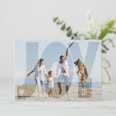 オーバーレイ喜びクリスマス金ゴールドグリッタースノーフレーク写真 シーズンカード (スタンド正面)