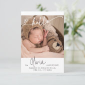 オーバーレイ文字生まれたばかりのHello Birth Announcement サンキューカード (スタンド正面)