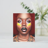 オーバーンクイーンオレンジブラウンヘアブラックメラニンアフロロ ポストカード (スタンド正面)