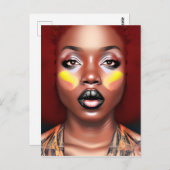 オーバーンクイーンオレンジブラウンヘアブラックメラニンアフロロ ポストカード (正面/裏面)