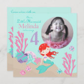 オーバーンマーメイド4誕生日 招待状 (正面/裏面)