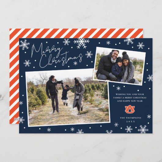 オーバーン大学のクリスマスホリデーカード シーズンカード (正面/裏面)