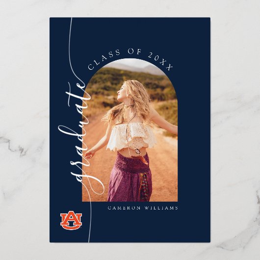 オーバーン大学卒業 – オーバーン・タイガース 箔招待状 (正面)