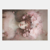 オーバーン美しい – 女性のポートレートと花 ラッピングペーパーシート (正面)