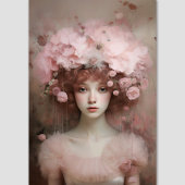 オーバーン美しい – 女性のポートレートと花 ラッピングペーパーシート