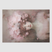 オーバーン美しい – 女性のポートレートと花 薄葉紙 (正面)