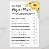 オーバー・オア・アンダー ベビーシャワー バイリンガル ゲーム カード (裏面)